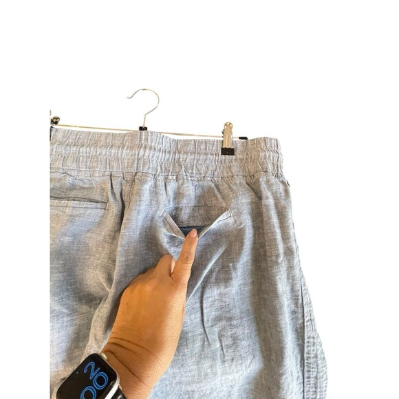 Athleta Cabo Linen Jogger Pants Tapered Pull On Chambray Blue Women Size 14 - Picture 6 of 13